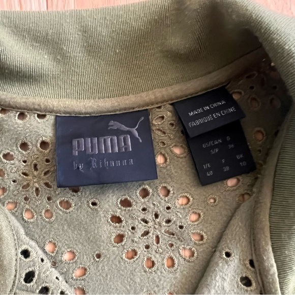 Fenty PUMA by Rihanna Olive Green Zip Up Embroidered Edge Jacket Size Small $240 - Picture 3 of 10
